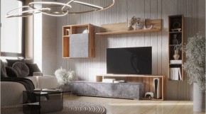 ДАЛЛАС Гостиная (модульная) цемент темный в Качканаре - kachkanar.ok-mebel.com | фото