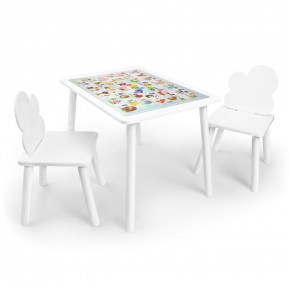 Детский комплект стол и два стула Облачко Rolti Baby с накладкой Алфавит (белая столешница/белое сиденье/белые ножки) в Качканаре - kachkanar.ok-mebel.com | фото