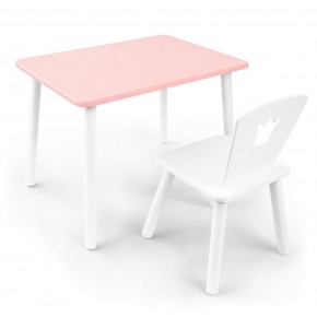 Детский комплект стол и стул «Корона» Rolti Baby (розовый/белый, массив березы/мдф) в Качканаре - kachkanar.ok-mebel.com | фото