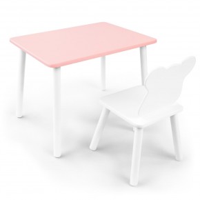 Детский комплект стол и стул «Мишка» Rolti Baby (розовый/белый, массив березы/мдф) в Качканаре - kachkanar.ok-mebel.com | фото