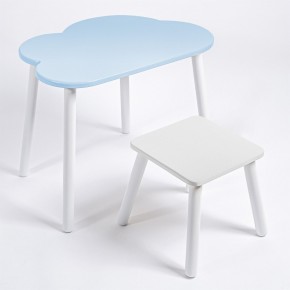 Детский комплект стол ОБЛАЧКО  и табурет Rolti Baby (голубая столешница/белое сиденье/белые ножки) в Качканаре - kachkanar.ok-mebel.com | фото