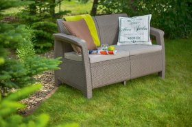 Диван пластиковый Корфу (Corfu love seat) капучино - песок в Качканаре - kachkanar.ok-mebel.com | фото 2