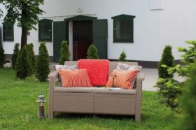 Диван пластиковый Корфу (Corfu love seat) капучино - песок в Качканаре - kachkanar.ok-mebel.com | фото 3