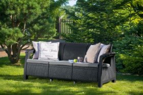 Диван пластиковый Корфу Макс (Corfu love seat max) графит в Качканаре - kachkanar.ok-mebel.com | фото 2