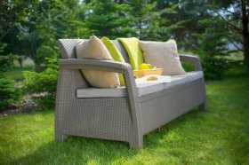 Диван пластиковый Корфу Макс (Corfu love seat max) капучино - песок в Качканаре - kachkanar.ok-mebel.com | фото 3