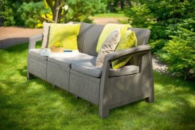 Диван пластиковый Корфу Макс (Corfu love seat max) капучино - песок в Качканаре - kachkanar.ok-mebel.com | фото 4