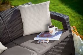 Диван пластиковый Корфу Макс (Corfu love seat max) коричневый в Качканаре - kachkanar.ok-mebel.com | фото 3