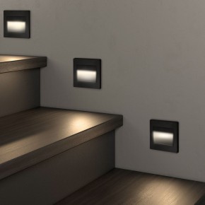 DK3050-BK Светильник встраиваемый в стену, IP 20, LED 3000, 1 Вт, черный пластик в Качканаре - kachkanar.ok-mebel.com | фото 3