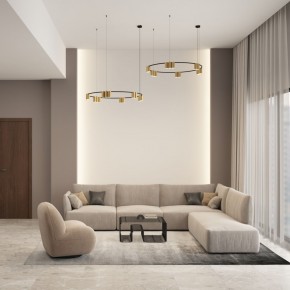 DK4067-BK+SG Подвесной светильник ORBIT, IP20, 15xGU10 LED, до 15 Вт, черный + сатинированное золото, алюминий в Качканаре - kachkanar.ok-mebel.com | фото 4