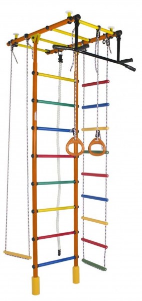 ДСК Атлант оранжевый радуга: турник, кольца, канат, трапеция, веревочная лестница в Качканаре - kachkanar.ok-mebel.com | фото