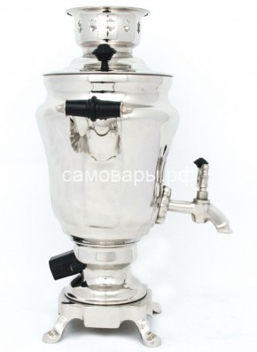 Электрический самовар из латуни никелированный на 1,5 литра форма "Тюльпан" с защитой от выкипания в Качканаре - kachkanar.ok-mebel.com | фото 3