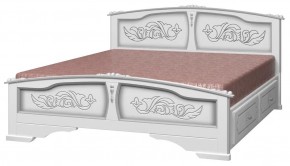 ЕЛЕНА Кровать из массива 1400 (Белый жемчуг) с 2-мя ящиками в Качканаре - kachkanar.ok-mebel.com | фото
