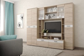 Гостиная Белла (Дуб Сонома/Белый глянец) в Качканаре - kachkanar.ok-mebel.com | фото