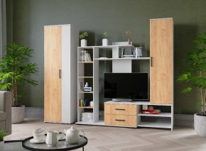 Гостиная Сидней-1 ЛДСП Белый/Дуб крафт золотой в Качканаре - kachkanar.ok-mebel.com | фото