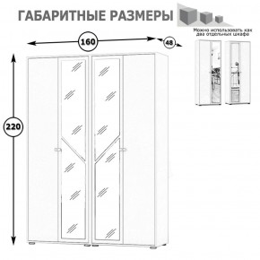 Камелия Шкаф 4-х створчатый, цвет белый, ШхГхВ 160х48х220 см., универсальная сборка, можно использовать как два отдельных шкафа в Качканаре - kachkanar.ok-mebel.com | фото 4