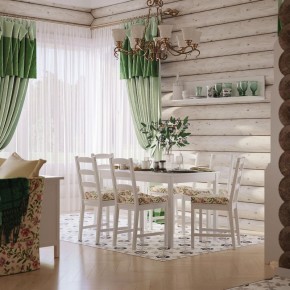 Комлект Вествик обеденный стол и четыре стула, массив сосны, цвет белый в Качканаре - kachkanar.ok-mebel.com | фото