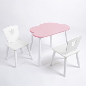 Комплект детский стол ОБЛАЧКО и два стула КОРОНА ROLTI Baby (розовая столешница/белое сиденье/белые ножки) в Качканаре - kachkanar.ok-mebel.com | фото