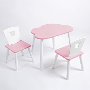 Комплект детский стол ОБЛАЧКО и два стула КОРОНА ROLTI Baby (розовая столешница/розовое сиденье/белые ножки) в Качканаре - kachkanar.ok-mebel.com | фото