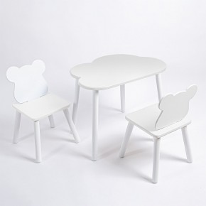 Комплект детский стол ОБЛАЧКО и два стула МИШКА ROLTI Baby (белая столешница/белое сиденье/белые ножки) в Качканаре - kachkanar.ok-mebel.com | фото