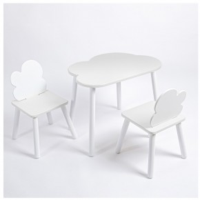 Комплект детский стол ОБЛАЧКО и два стула ОБЛАЧКО ROLTI Baby (белая столешница/белое сиденье/белые ножки) в Качканаре - kachkanar.ok-mebel.com | фото