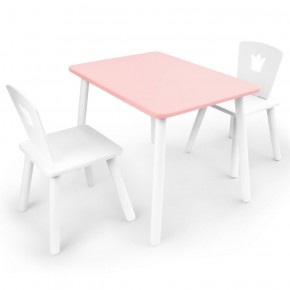 Комплект детской мебели стол и два стула Корона  (Розовый/Белый/Белый) в Качканаре - kachkanar.ok-mebel.com | фото 1