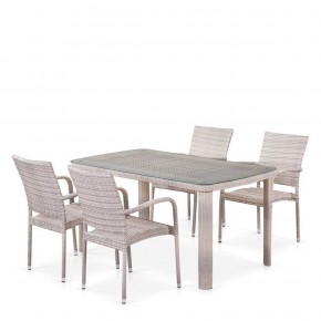 Комплект плетеной мебели T256C/Y376C-W85 Latte (4+1) + подушки на стульях в Качканаре - kachkanar.ok-mebel.com | фото