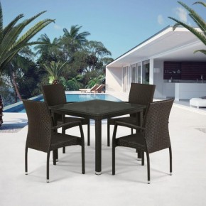 Комплект плетеной мебели T257A/YC379A-W53 Brown (4+1) + подушки на стульях в Качканаре - kachkanar.ok-mebel.com | фото 1