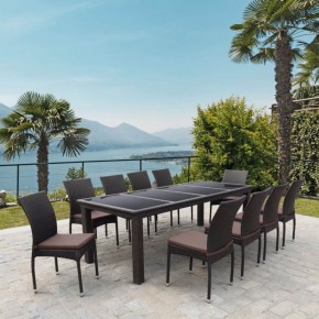 Комплект плетеной мебели T438/Y380A-W53 Brown (10+1) в Качканаре - kachkanar.ok-mebel.com | фото