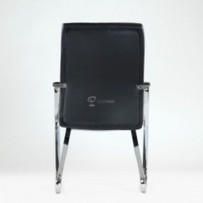 Кресло Barneo K-25 для посетителей и переговорных (хром, черная экокожа) в Качканаре - kachkanar.ok-mebel.com | фото 3