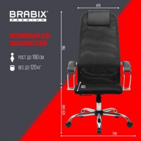 Кресло BRABIX PREMIUM "Ultimate EX-800" хром, плотная двойная сетка Х2, черное, 532911 в Качканаре - kachkanar.ok-mebel.com | фото 6