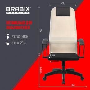 Кресло BRABIX PREMIUM "Ultimate EX-800" пластик, плотная двойная сетка Х2, черное/бежевое, 532916 в Качканаре - kachkanar.ok-mebel.com | фото 6