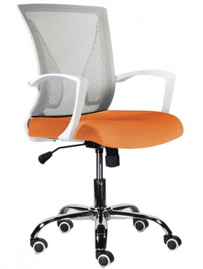 Кресло BRABIX "Wings MG-306", пластик белый, хром, сетка, серое/оранжевое, 532011 в Качканаре - kachkanar.ok-mebel.com | фото