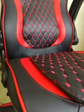 Кресло геймерское Barneo K-37 (черная экокожа красные вставки) в Качканаре - kachkanar.ok-mebel.com | фото