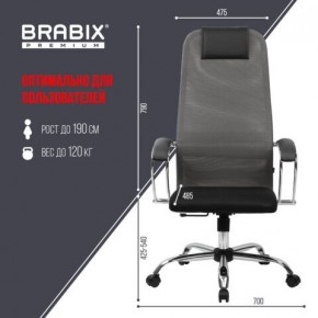 Кресло офисное BRABIX PREMIUM "Ultimate EX-800" хром, плотная двойная сетка Х2, черное/серое, 532912 в Качканаре - kachkanar.ok-mebel.com | фото 3