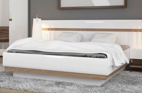Кровать 140/TYP 91-01 с подъемником, LINATE ,цвет белый/сонома трюфель в Качканаре - kachkanar.ok-mebel.com | фото