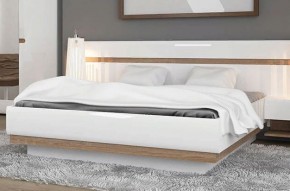 Кровать 160/TYP 94-01 с подъемником, LINATE ,цвет белый/сонома трюфель в Качканаре - kachkanar.ok-mebel.com | фото 5