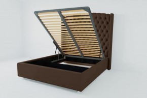 Кровать Берлин ЛЮКС с ПМ 1400 (экокожа коричневая) в Качканаре - kachkanar.ok-mebel.com | фото