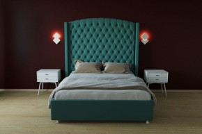 Кровать Берлин ЛЮКС с ПМ 800 (велюр бирюзовый) в Качканаре - kachkanar.ok-mebel.com | фото 2