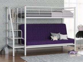 Кровать двухъярусная с диваном "Мадлен-3" (Белый/Фиолетовы) в Качканаре - kachkanar.ok-mebel.com | фото
