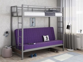 Кровать двухъярусная с диваном "Мадлен" (Серый/Фиолетовый) в Качканаре - kachkanar.ok-mebel.com | фото