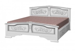 ЕЛЕНА Кровать из массива 1600 (Белый жемчуг) с 2-мя ящиками в Качканаре - kachkanar.ok-mebel.com | фото 1