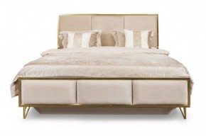 Кровать Lara 1600 с мягким изголовьем + основание (белый глянец) в Качканаре - kachkanar.ok-mebel.com | фото
