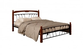 Кровать "Муза 1" КМД10 Черная (1600*2000) (ножки-махагон) с коваными изделиями в Качканаре - kachkanar.ok-mebel.com | фото 1