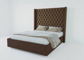 Кровать Версаль ЛЮКС с ПМ 1200 (экокожа коричневая) в Качканаре - kachkanar.ok-mebel.com | фото
