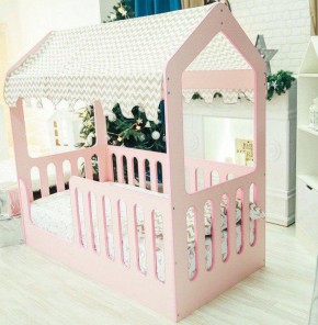 Кровать-домик без ящика 800*1600 (Розовый) в Качканаре - kachkanar.ok-mebel.com | фото 1