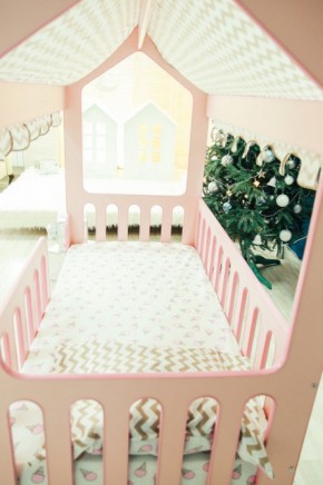 Кровать-домик без ящика 800*1600 (Розовый) в Качканаре - kachkanar.ok-mebel.com | фото 3