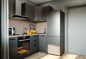 Кухня угловая Антрацит 2200х1000 (Стол. 38мм) в Качканаре - kachkanar.ok-mebel.com | фото