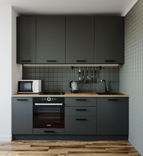 Кухонный гарнитур Антрацит 2200 h950 (Стол. 38мм) в Качканаре - kachkanar.ok-mebel.com | фото