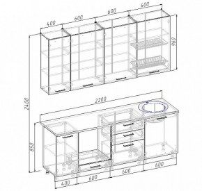 Кухонный гарнитур Антрацит 2200 h950 (Стол. 38мм) в Качканаре - kachkanar.ok-mebel.com | фото 3