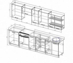 Кухонный гарнитур Антрацит 3000 (Стол. 26мм) в Качканаре - kachkanar.ok-mebel.com | фото 2